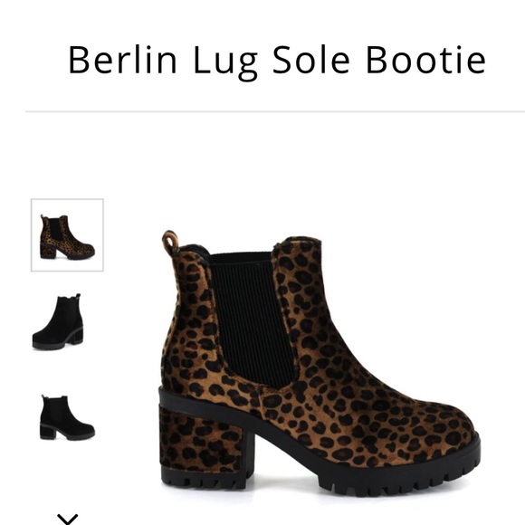 Berlin Lug Sole Bootie Leopard Print - Picture 1 of 5